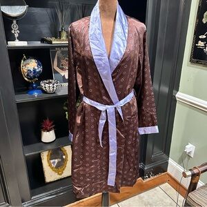 Chanteuse Robe & Nightgown Set – Size S – Brown & Lavender Floral – NWOT